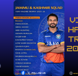 Vijay Trophy 2025: பாரஸ் டோக்ரா தலைமையில் ஜம்மு-காஷ்மீர் மிரட்டல்!அதிரடி காட்டுவாரா?