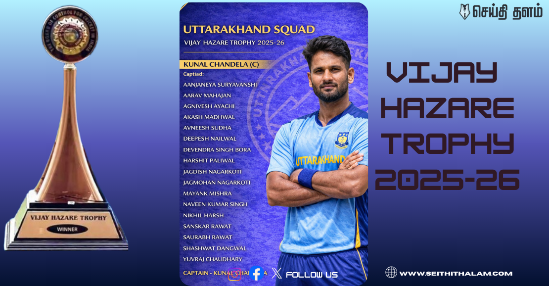 Vijay Hazare Trophy 2025: குணால் சண்டேலா தலைமையில் உத்தரகாண்ட்!