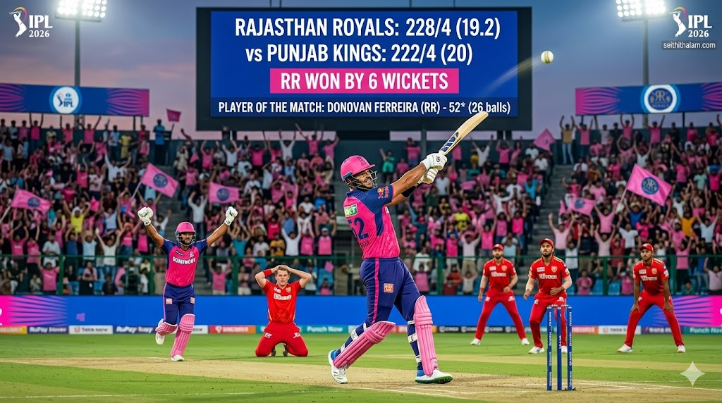 பஞ்சாப் கிங்ஸ் அணியை வீழ்த்தி ராஜஸ்தான் ராயல்ஸ் அபார வெற்றி!