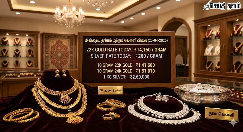 இன்றைய தங்கம், வெள்ளி விலை நிலவரம் (ஏப்ரல் 25, 2026)