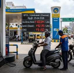 இன்றைய சென்னை பெட்ரோல், டீசல் விலை நிலவரம் (ஏப்ரல் 25, 2026).