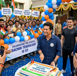 சச்சினுக்கு 53 வயது! குடும்பம் மற்றும் ரசிகர்களுடன் பிரம்மாண்ட பிறந்தநாள் கொண்டாட்டம்! 🎂🎈