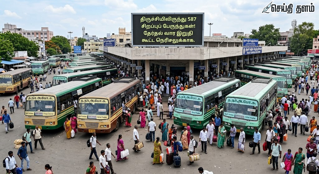 தேர்தல் முடிந்து ஊர் திரும்பும் மக்கள்: திருச்சியில் இருந்து 587 சிறப்பு பேருந்துகள்!
