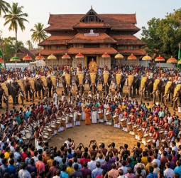 கட்டுப்பாடுகளுடன் நடைபெற்ற திருச்சூர் பூரம்: பாதுகாப்பு கருதி வானவேடிக்கை ரத்து!