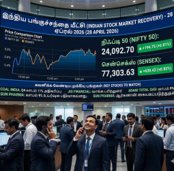 இந்திய பங்குச்சந்தை மீட்சி: சென்செக்ஸ், நிஃப்டி கடும் உயர்வு!