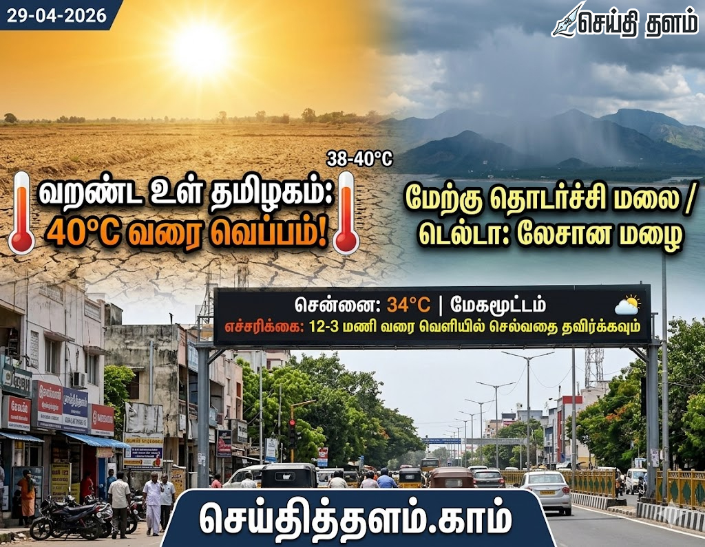 தமிழக வானிலை அறிக்கை: 40°C வெயில் எச்சரிக்கை!