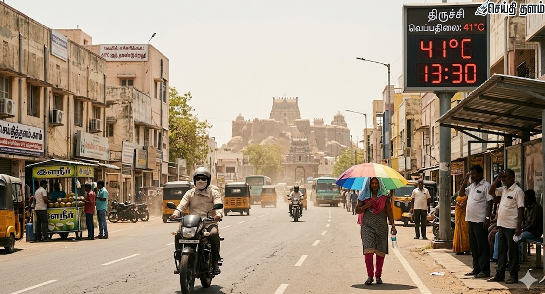 திருச்சியில் சதமடிக்கும் வெயில்: 41°C-ஐத் தாண்டும் வெப்பம்!