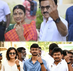 குடும்பத்துடன் வந்து வாக்களித்தார் முதல்வர் மு.க.ஸ்டாலின்!