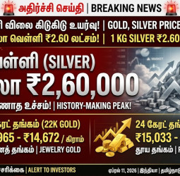 அதிர்ச்சி அளிக்கும் தங்கம், வெள்ளி விலை: ஒரு கிலோ வெள்ளி ரூ.2.60 லட்சம்! இன்றைய நிலவரம்