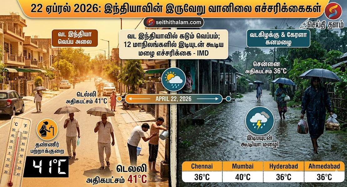சுட்டெரிக்கும் வெயில்.. 12 மாநிலங்களில் இடி மின்னலுடன் மழை! வானிலை ஆய்வு மையம்