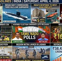 இன்றைய முக்கிய 10 இந்தியச் செய்திகள் - ஏப்ரல் 4, 2026