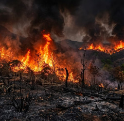 ஆம்பூர் காப்புக்காட்டில் பயங்கர தீ: அரிய மூலிகைச் செடிகள் நாசம்!