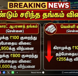 தங்கம் விலை அதிரடி சரிவு: ஒரே நாளில் சவரனுக்கு ₹800 குறைந்தது! நகைப்பிரியர்கள் மகிழ்ச்சி!
