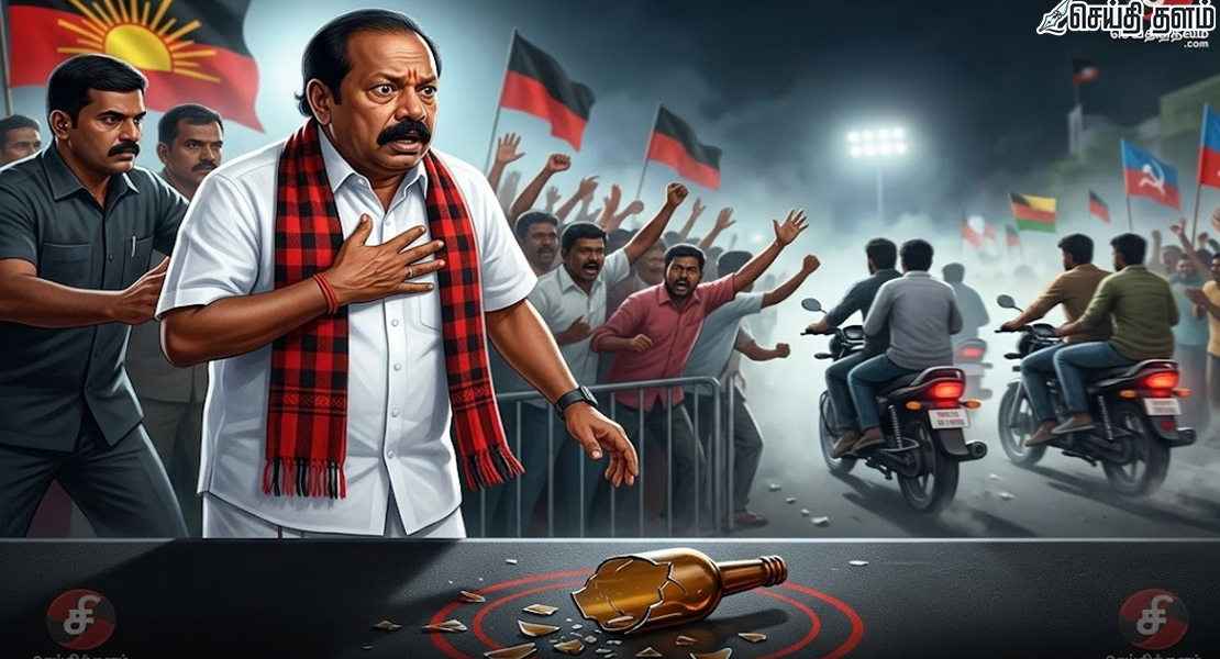 திருச்சி பரப்புரையில் பரபரப்பு: திண்டுக்கல் ஐ.லியோனி மீது பாட்டில் வீச்சு!