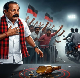 திருச்சி பரப்புரையில் பரபரப்பு: திண்டுக்கல் ஐ.லியோனி மீது பாட்டில் வீச்சு!