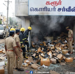 கரூரில் பரபரப்பு: கொரியர் அலுவலகத்தில் பார்சல் வெடித்து சிதறியது – ஊழியர்கள் துரித நடவடிக்கையால் தப்பியது பெரும் விபத்து!