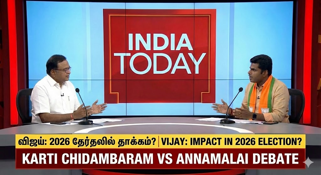 2026 தேர்தலில் விஜய்: கார்த்தி சிதம்பரம், அண்ணாமலை காரசார விவாதம்!
