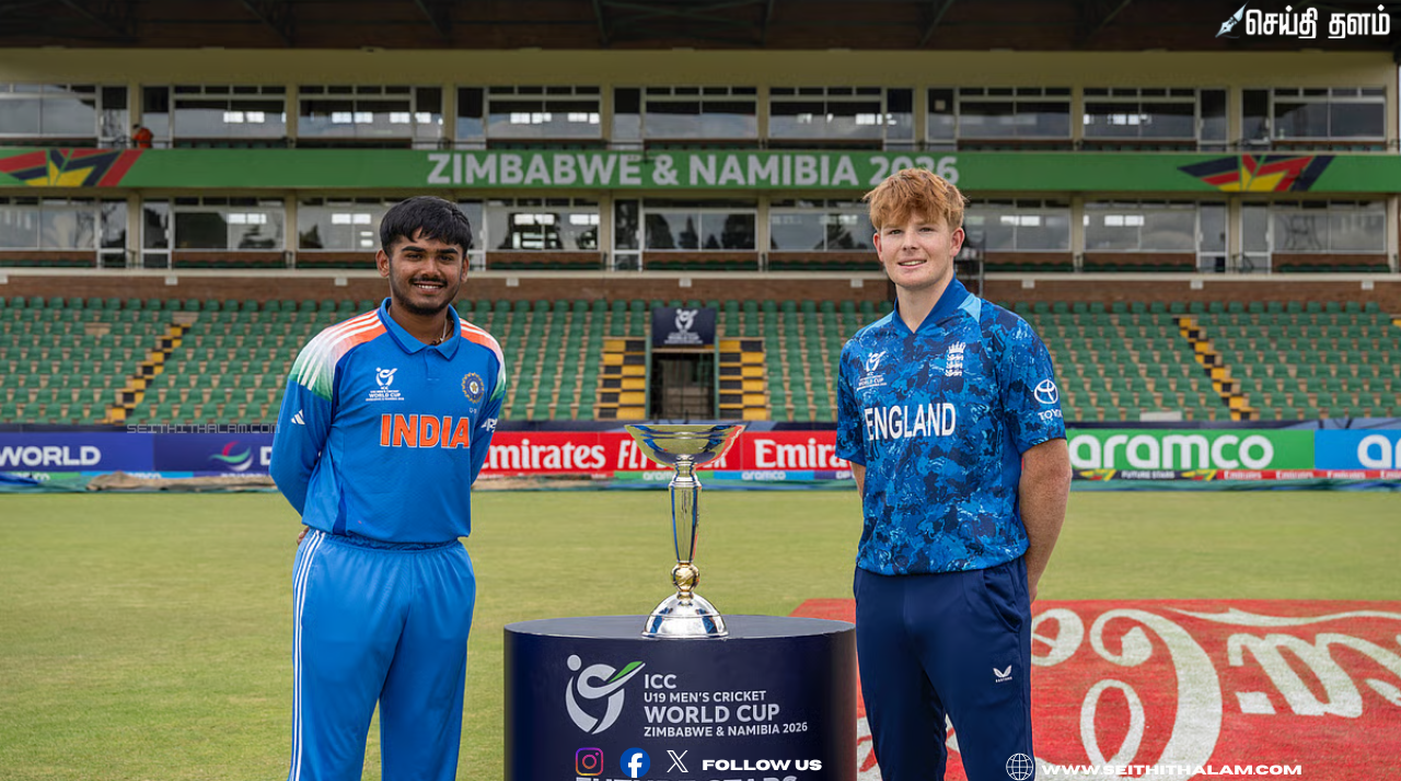 🏏 இங்கிலாந்துக்கு 412 ரன்கள் இலக்கு! - வைபவ் சூர்யவன்ஷி ருத்ரதாண்டவம்! - U-19 உலகக் கோப்பை இறுதிப் போட்டியில் இந்தியா சாதனை!