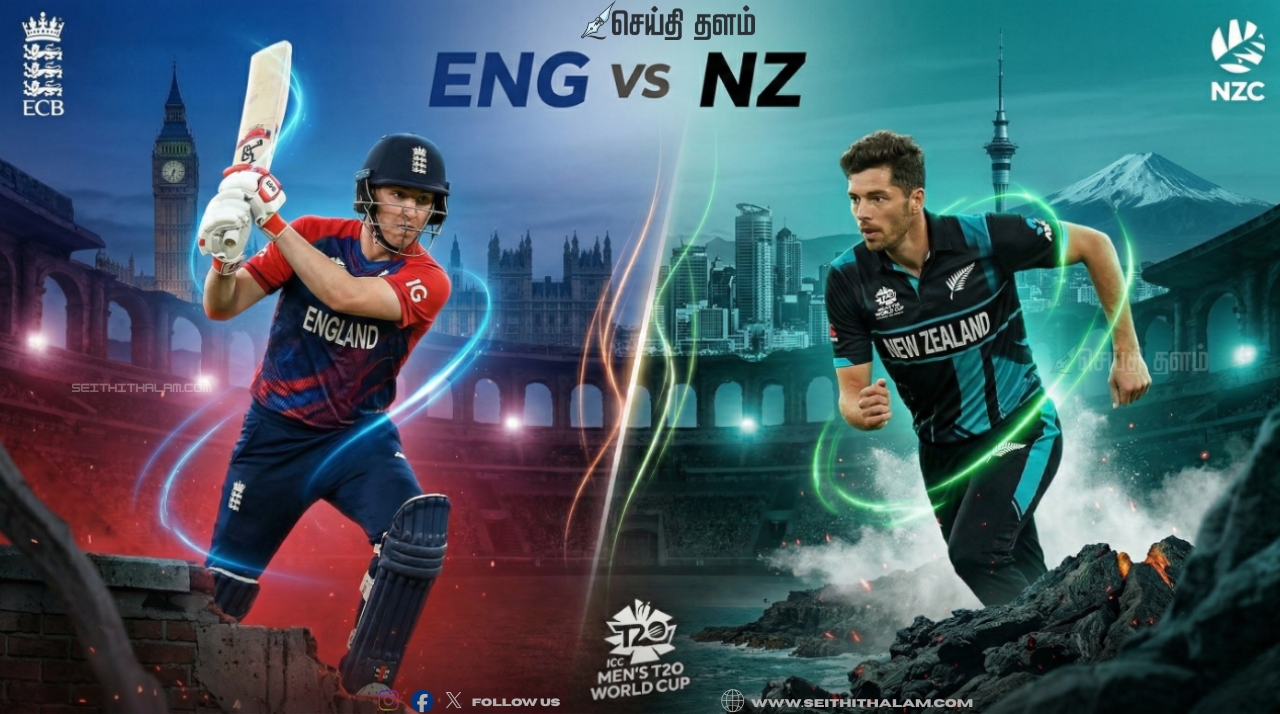 டி20 உலகக்கோப்பை 2026 சூப்பர் 8: இங்கிலாந்து vs நியூசிலாந்து மோதல்!