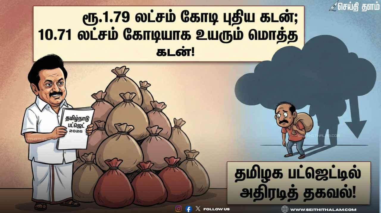 📉 ரூ.1.79 லட்சம் கோடி புதிய கடன் வாங்க திட்டம்; 10.71 லட்சம் கோடியாக உயரும் மொத்த கடன்! - தமிழக பட்ஜெட்டில் அதிரடித் தகவல்!