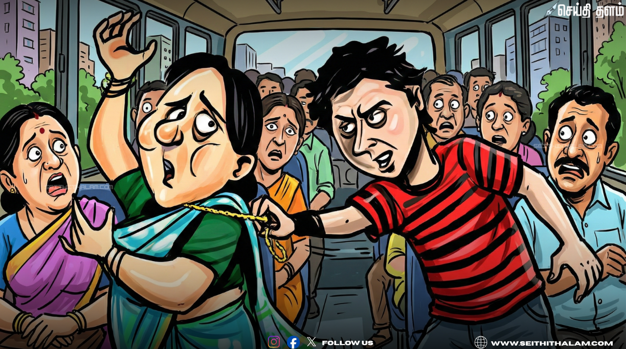 ஓடும் பேருந்தில் பெண்ணிடம் நகை பறிப்பு: திருச்சியில் பரபரப்பு.