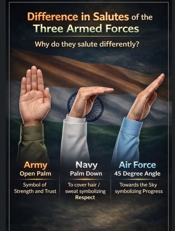 இந்தியாவின் முப்படைகளின் வணக்கமுறைகளில் உள்ள வித்தியாசங்கள்