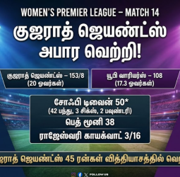 குஜராத் ஜெயண்ட்ஸ் அதிரடி வெற்றி! யூபி வாரியர்ஸை வீழ்த்தி புள்ளிப்பட்டியலில் 'நம்பர் 2' இடத்திற்கு முன்னேற்றம்!