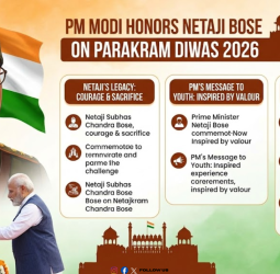 நேதாஜி பிறந்தநாள் 2026: "நாட்டின் வீரத்தின் அடையாளம்!" - பிரதமர் மோடி புகழாரம்! பராக்ரம் திவாஸ் கொண்டாட்டம்!