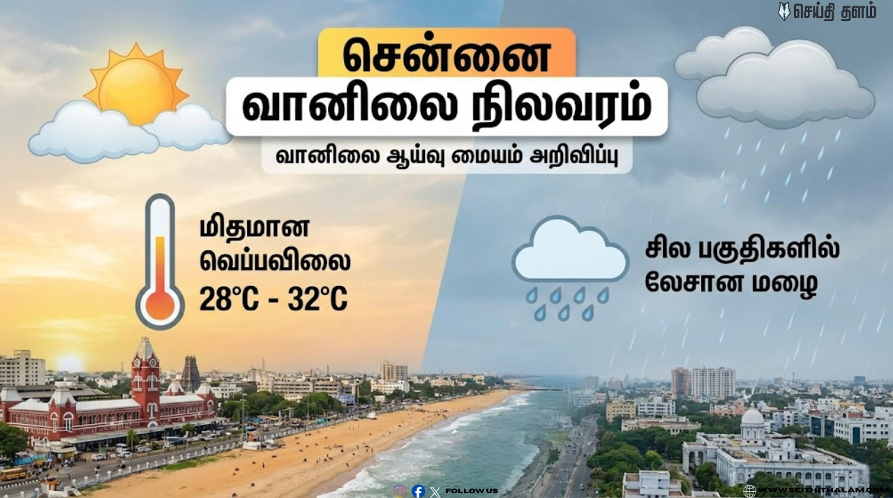 சென்னை வானிலை அப்டேட்: இன்று மழை பெய்யுமா? வெப்பநிலையின் தற்போதைய நிலவரம் இதோ!