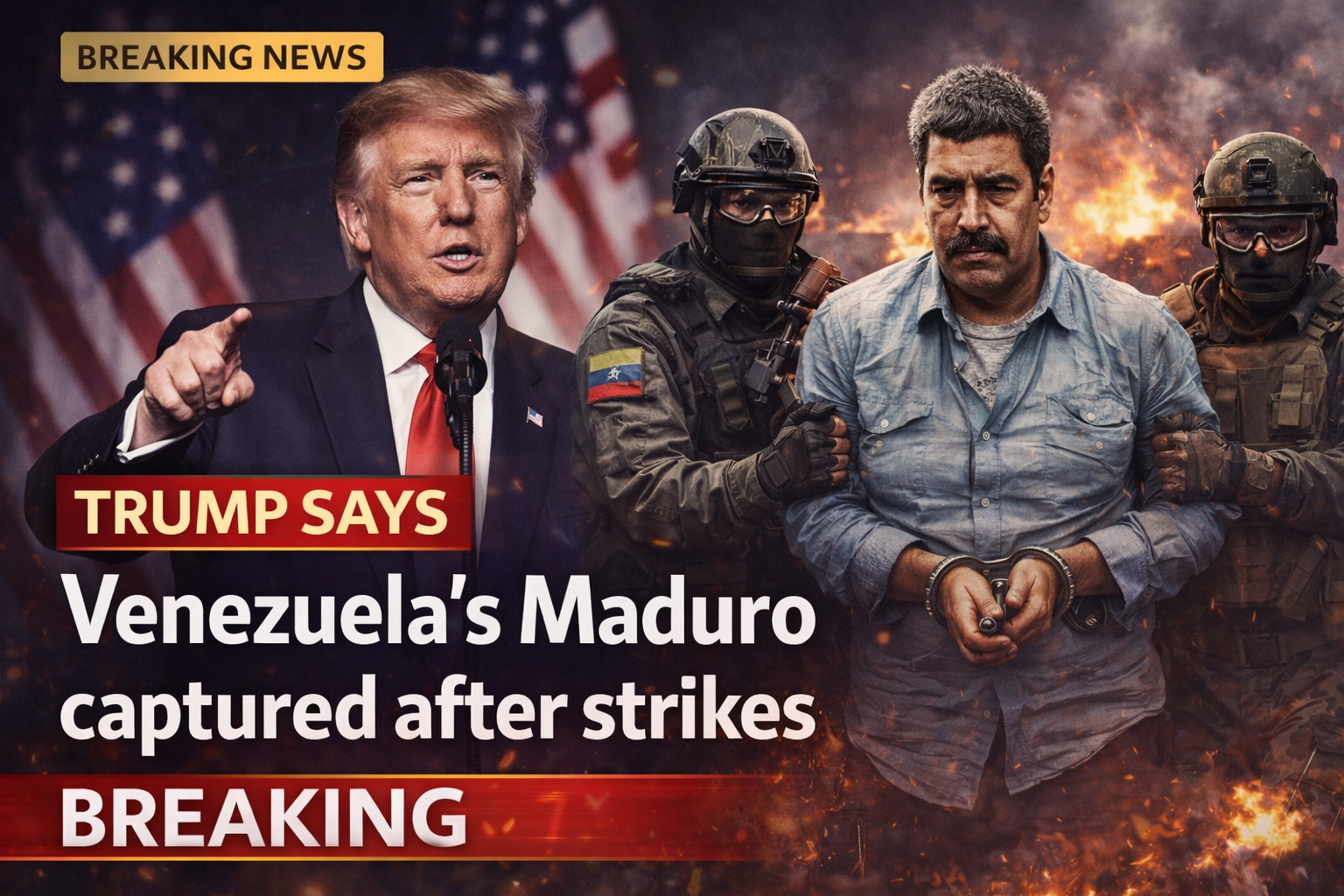 வெனிசுலா அதிபர் மதுரோ சிறைபிடிப்பு! - தாக்குதல் தொடங்கிய சில மணி நேரங்களில் ட்ரம்ப் அதிரடி அறிவிப்பு!