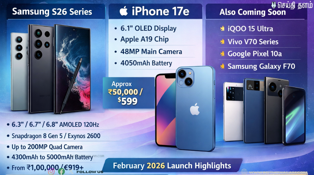 பிப்ரவரி 2026 ஸ்மார்ட்போன் வேட்டை: சாம்சங் முதல் ஆப்பிள் வரை! எதை வாங்கலாம்? முழு விவரம்!