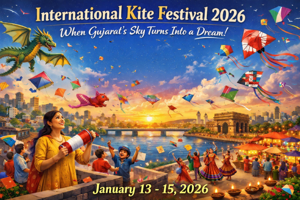 குஜராத் சர்வதேச பட்டம் விடும் விழா 2026: வானில் நடக்கும் வர்ணஜாலம்!