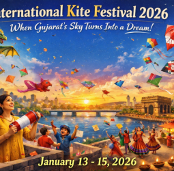 குஜராத் சர்வதேச பட்டம் விடும் விழா 2026: வானில் நடக்கும் வர்ணஜாலம்!