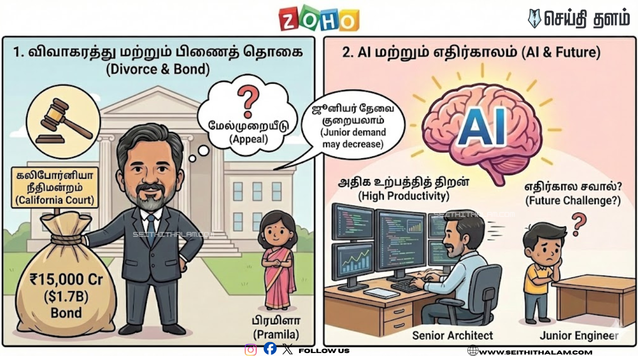 ஸ்ரீதர் வேம்புக்கு ₹15,000 கோடி செக்! அமெரிக்க நீதிமன்றத்தின் அதிரடி உத்தரவு! ஜோஹோ நிறுவனத்தில் என்ன நடக்கிறது?