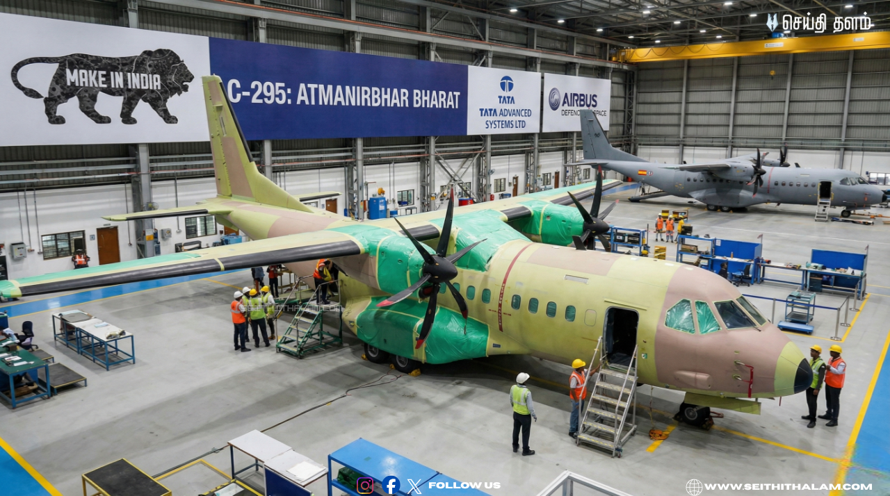 ✈️ இந்தியாவில் தயாரிக்கப்படும் ராணுவ விமானம்! - உள்நாட்டிலேயே தயாராகும் C-295 ராணுவ விமானங்கள்!