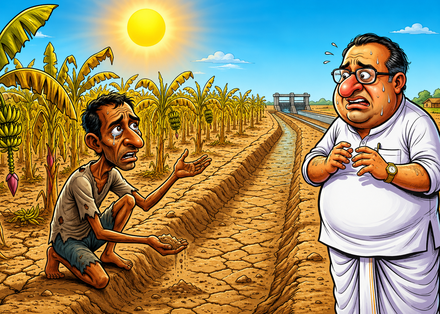 வாய்க்காலில் தண்ணீர் தட்டுப்பாடு: காய்ந்து கருகும் வாழைகள்! வாழ்வாதாரத்தை இழந்து தவிக்கும் விவசாயிகள் - அரசுக்குக் கண்ணீர் கோரிக்கை