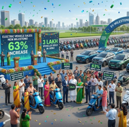 மின்சார வாகனங்களின் விற்பனையில் புதிய மைல்கல்! 63% கிடுகிடு உயர்வு - ஜூனில் மட்டும் 3 லட்சம் வாகனங்கள் விற்பனை!