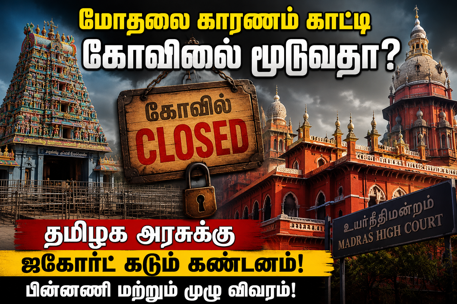மோதலை காரணம் காட்டி கோவிலை மூடுவதா? தமிழக அரசுக்கு ஐகோர்ட் கடும் கண்டனம் - பின்னணி மற்றும் முழு விவரம்!