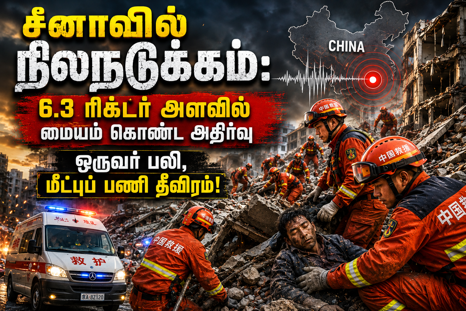 சீனாவில் பயங்கர நிலநடுக்கம்: ஒருவர் பலி, 4 பேர் படுகாயம்!
