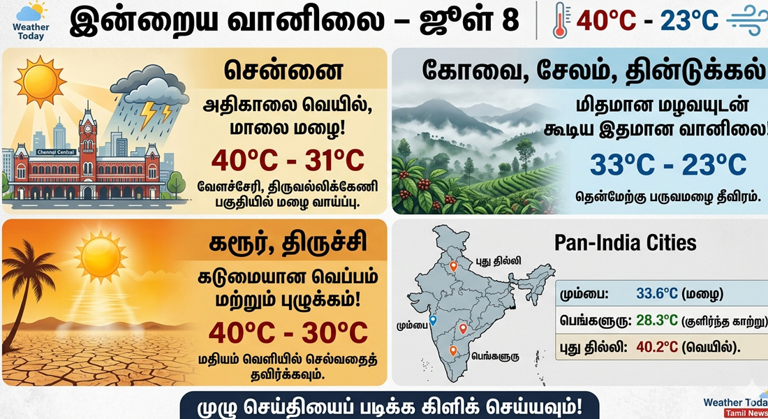 தமிழகத்தில் இன்று வெயில் வாட்டுமா? மழை வெளுத்து வாங்குமா?