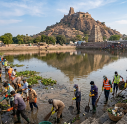 அய்யர்மலை ரத்தினகிரீஸ்வரர் கோயில் தெப்பக்குளத்தில் தீவிர தூய்மைப் பணி! குவியும் பொதுமக்களின் பாராட்டு!