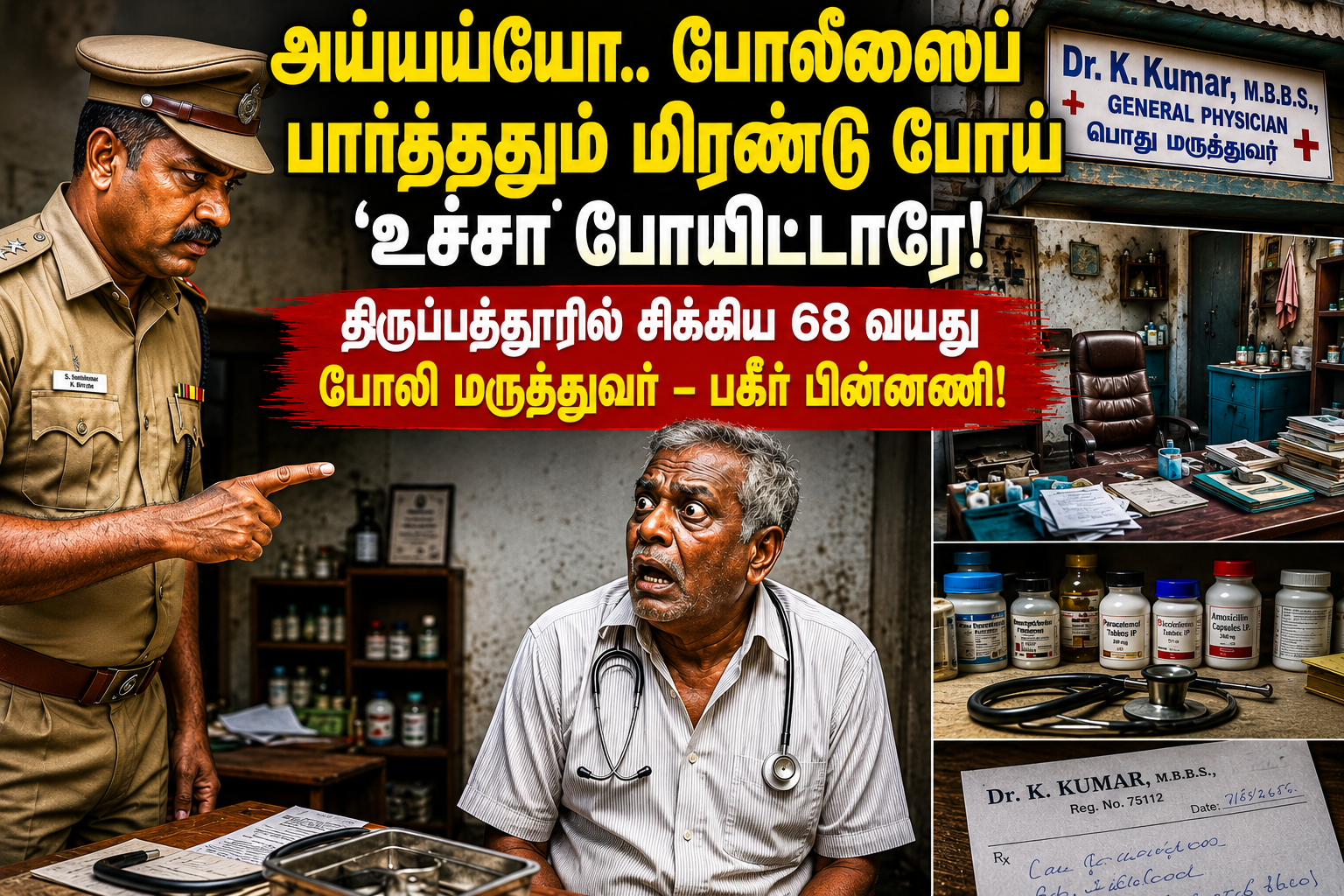 அய்யய்யோ.. போலீஸைப் பார்த்ததும் மிரண்டு போய் 'உச்சா' போயிட்டாரே! திருப்பத்தூரில் சிக்கிய 68 வயது போலி மருத்துவர் – பகீர் பின்னணி!