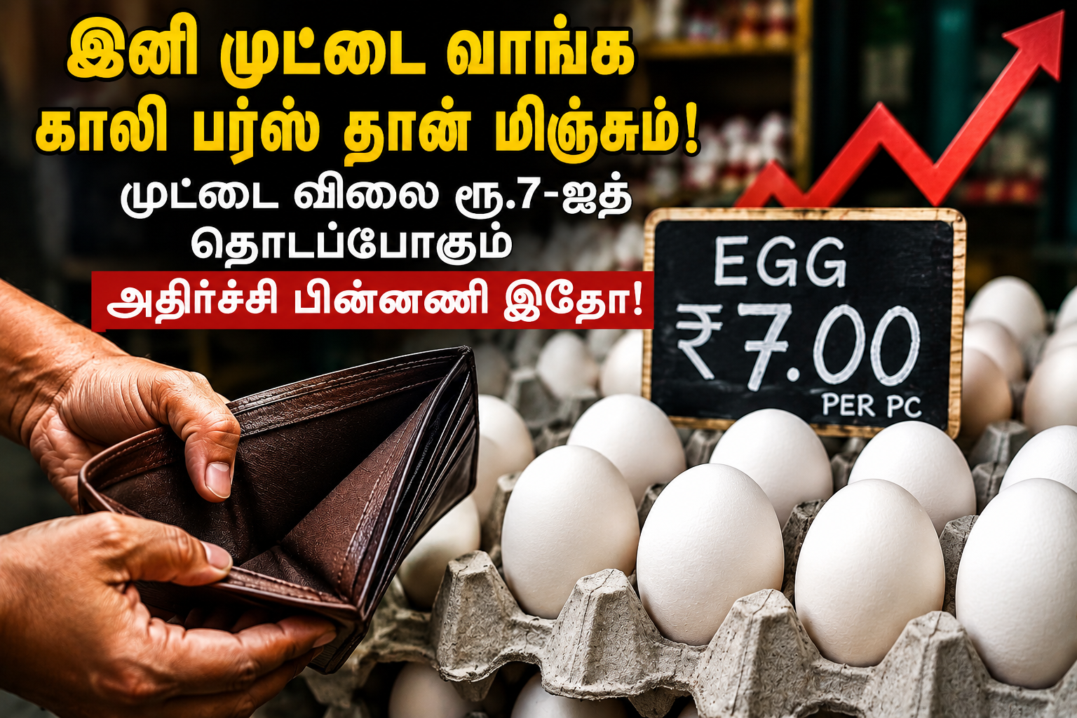 இனி முட்டை வாங்க காலி பர்ஸ் தான் மிஞ்சும்! முட்டை விலை ரூ.7-ஐத் தொடப்போகும் அதிர்ச்சி பின்னணி இதோ!
