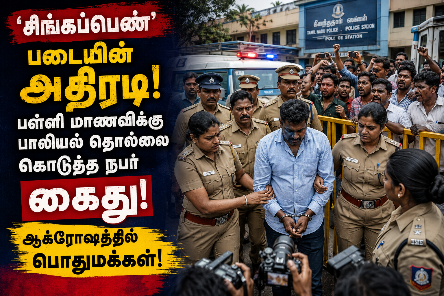 'சிங்கப்பெண்' படையின் அதிரடி! பள்ளி மாணவிக்கு பாலியல் தொல்லை கொடுத்த நபர் கைது – ஆக்ரோஷத்தில் பொதுமக்கள்!