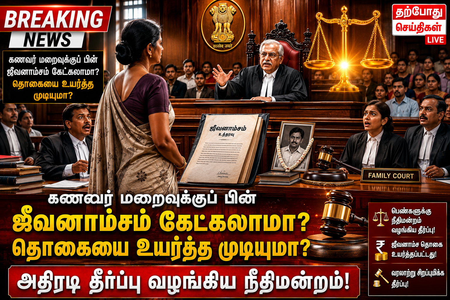 கணவர் மறைவுக்குப் பின் ஜீவனாம்சம் கேட்கலாமா? தொகையை உயர்த்த முடியுமா? அதிரடி தீர்ப்பு வழங்கிய நீதிமன்றம்!