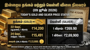 இன்றைய தங்கம் மற்றும் வெள்ளி விலை நிலவரம் (09 ஜூன் 2026).