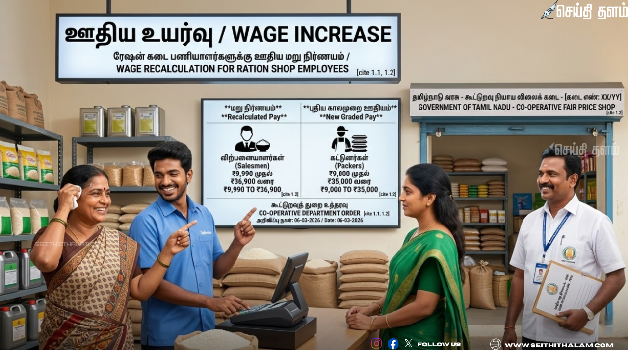 ரேஷன் கடை பணியாளர்களுக்கு அதிரடி ஊதிய உயர்வு: புதிய ஊதிய விகிதம் வெளியீடு!