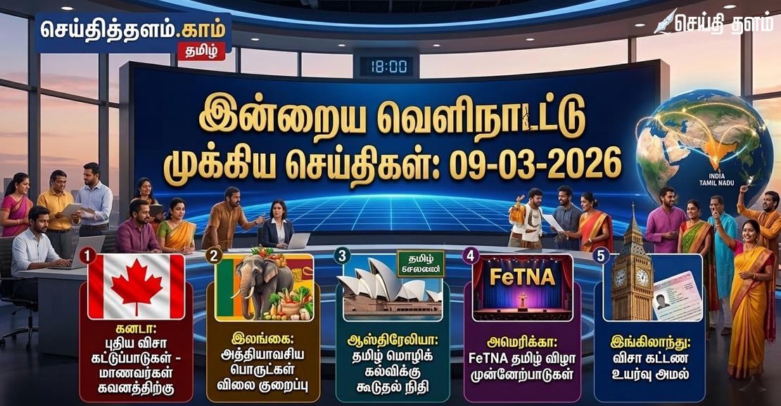 இன்றைய வெளிநாட்டு முக்கிய செய்திகள் (09-03-2026)