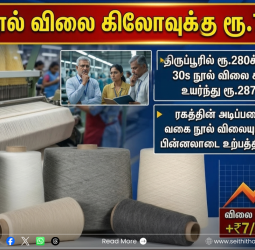பின்னலாடை உற்பத்தியாளர்களுக்குப் பேரிடி: திருப்பூரில் நூல் விலை கிலோவுக்கு ₹7 உயர்வு!