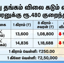 இன்று தங்கம் விலை கடும் வீழ்ச்சி சவரனுக்கு ரூ.480 குறைந்தது